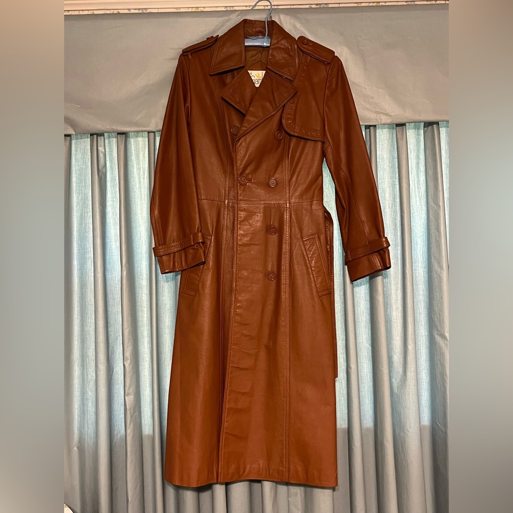 Brown Leather Trench Coat